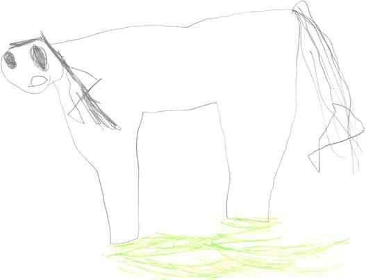 demonic yet undecided, spectral, carnivorous, or indefinite horse (drawn by a child)