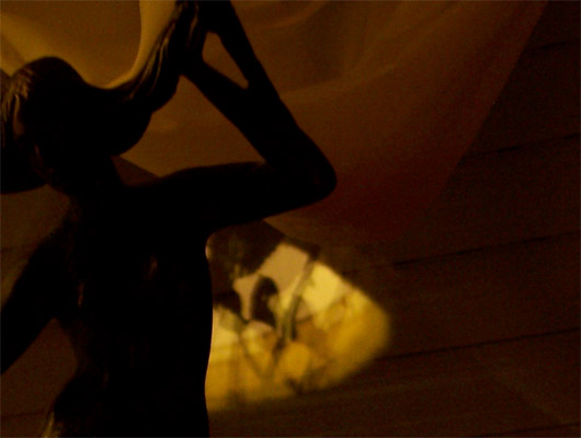 top of replica bronze Venus in lamplight; photo